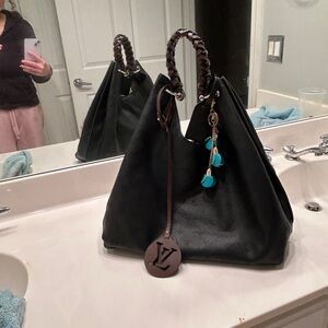 Louis Vuitton Black Shoulder Bag with Braided Handle